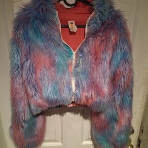 J. Valentine "Cotton Candy" Faux Fur Jacket Womens Size S/M
